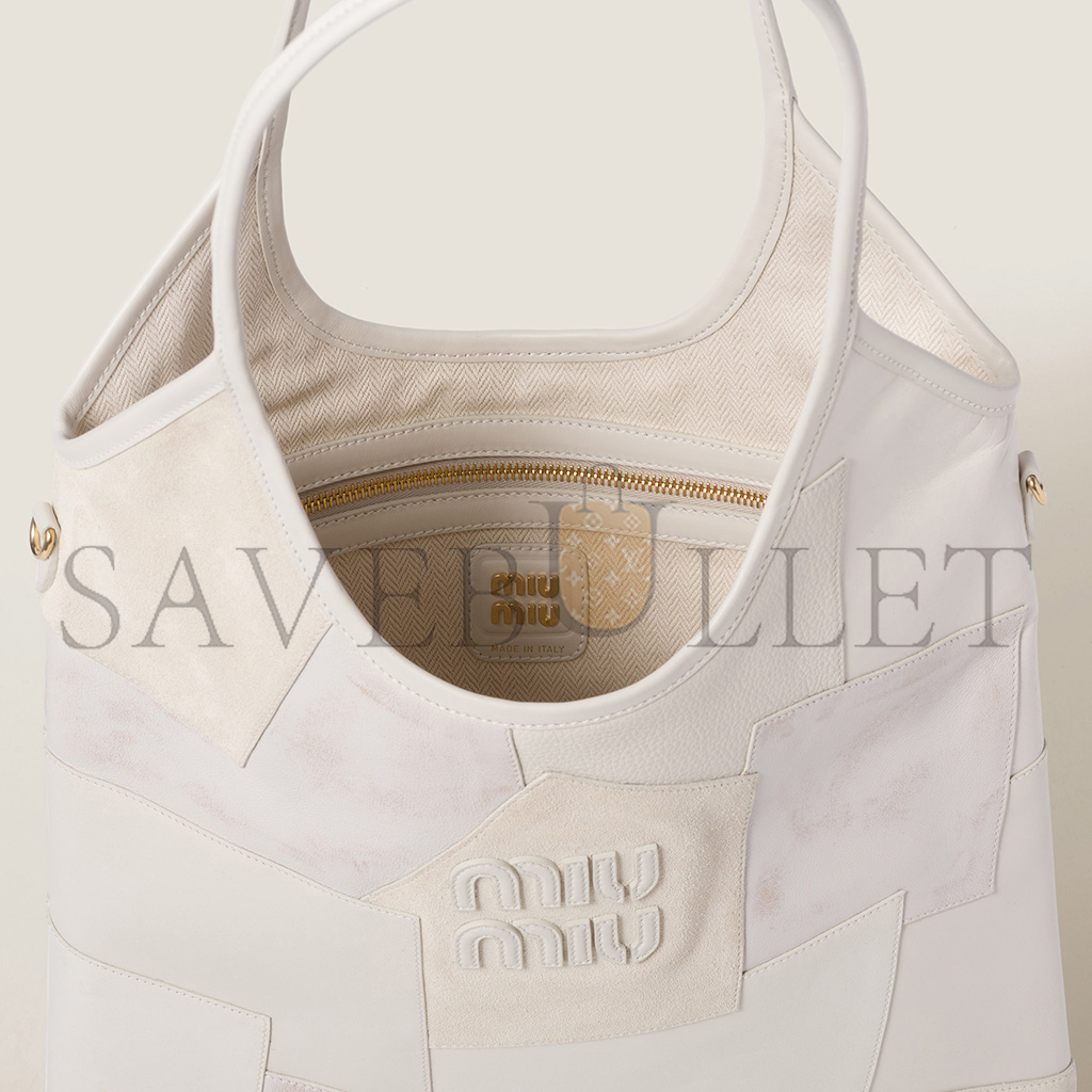 MIU MIU IVY LEATHER PATCHWORK HANDBAG 5BG231 (40*35cm)